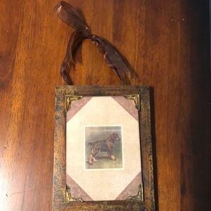 PIER 1 Schnauzer Dog Vintage Cigarette Postcard Print Copper Frame with Ribbon